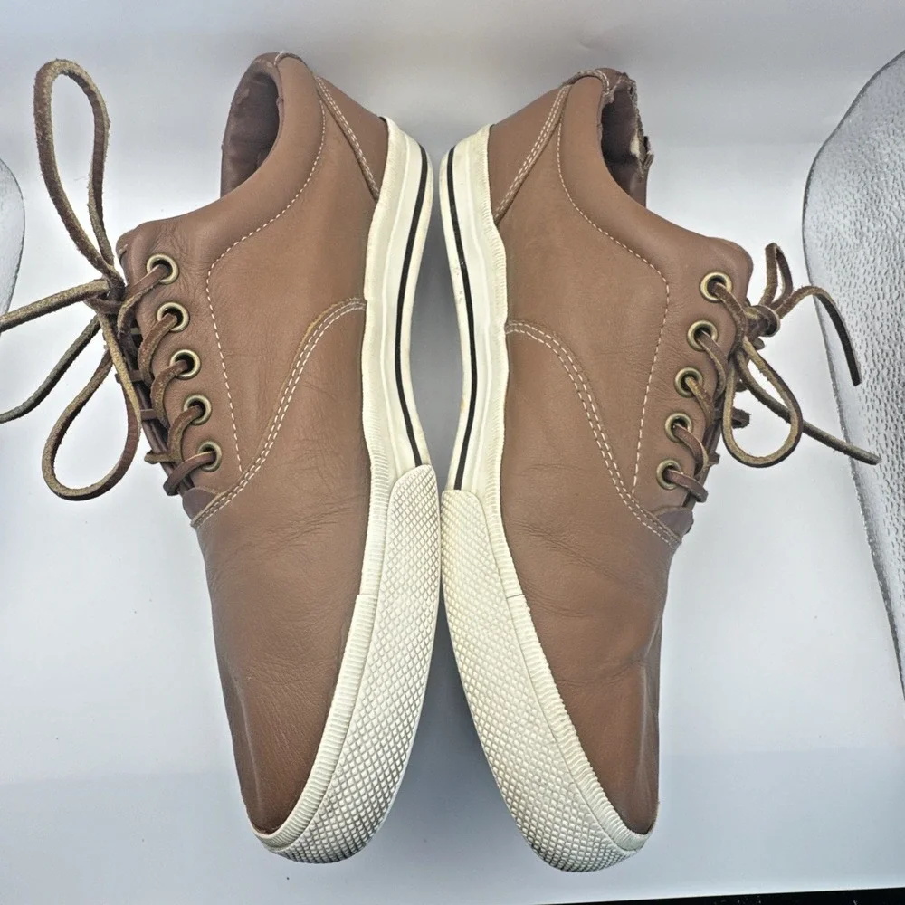 Polo Ralph Lauren VAUGHN Brown Leather Lace Casual Boat Shoes Men's Size US 14 D